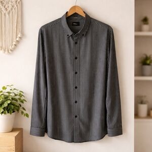 The Kooples Black and White Dress Shirt with Classic Stripes